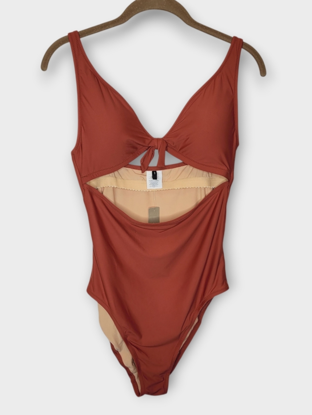 J Crew Tie Front Cut Out One Piece Swimsuit 10 Brick Red NEW
